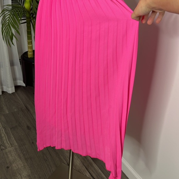 Pink One Shoulder Midi Dress - Picture 3 of 10